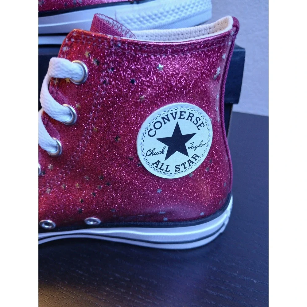 Converse Chuck Taylor All Star Hi Glitter Star Sporty Berry Pink Big Kid 4.5 NEW